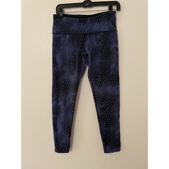 Tuff Athletics Blue Pattern Leggings Size S High Waist Zip Pocket Activewear Gym - Picture 1 of 5
